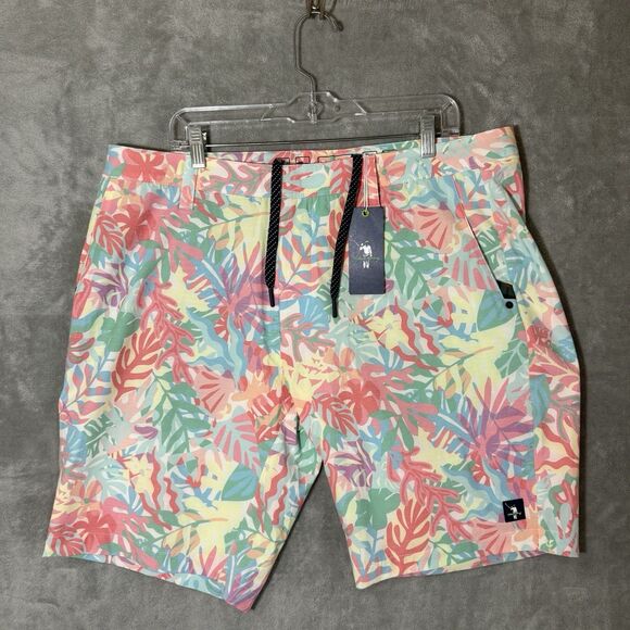 NWT William Murray 38 Water Hazard Shorts Hybrid Golf Swim Trunks Floral Print - Picture 1 of 11